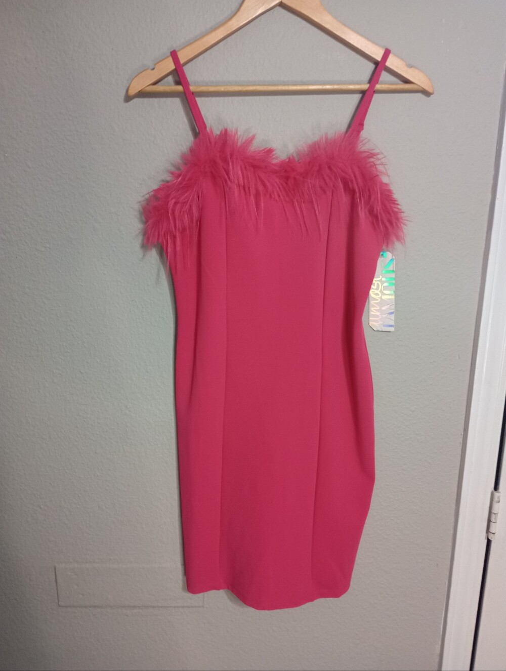 Almost Famous Faux Feather Trim Body on Mini Dress
